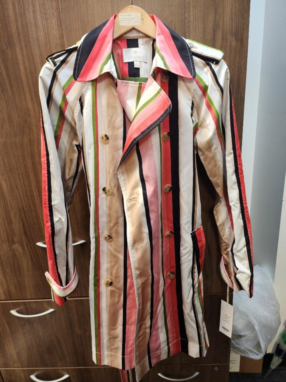 etcetera striped trench coat